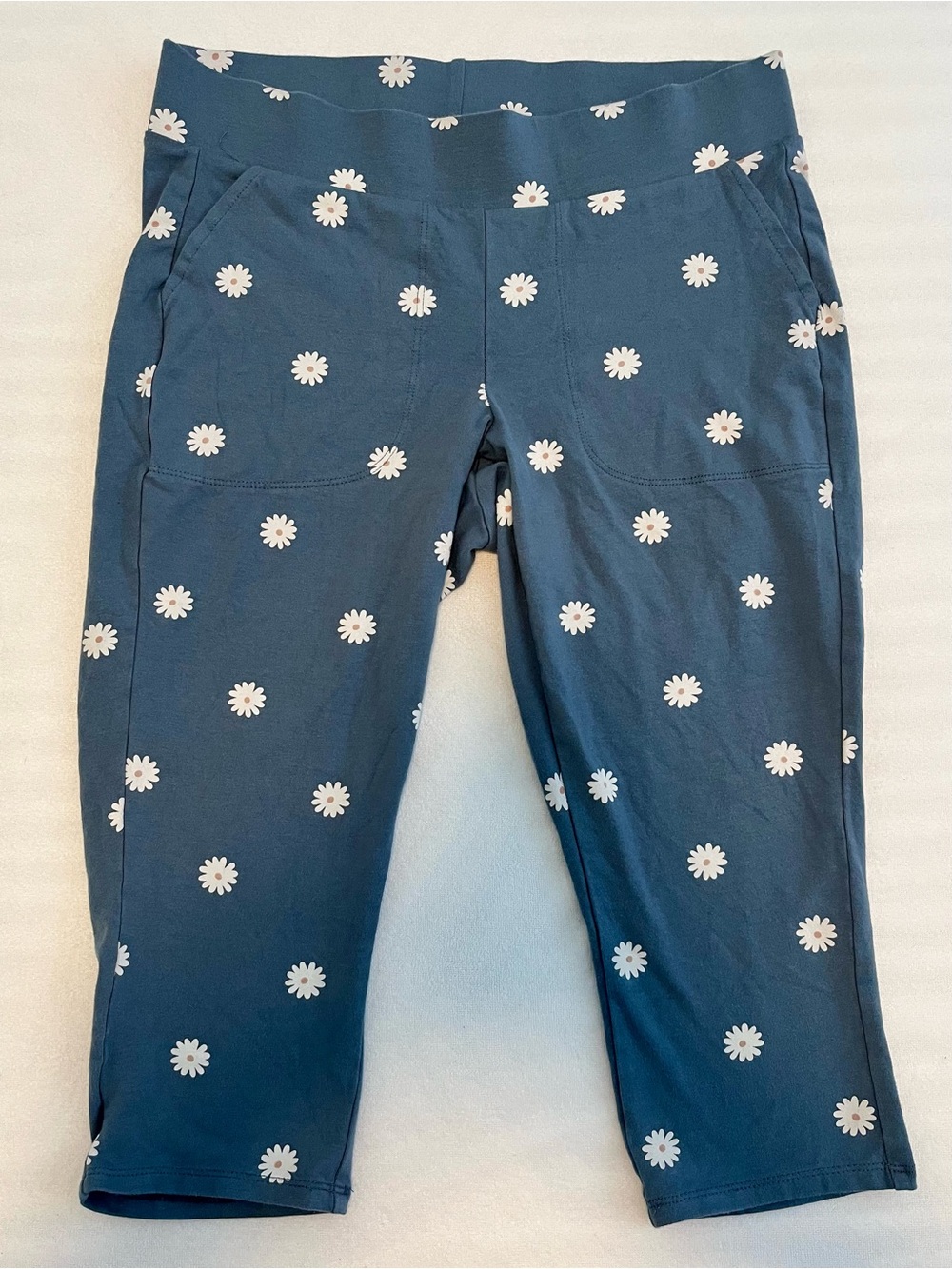 Size 0 Torrid Pedal Pusher Signature Waist Premium Legging Blue & Floral Daisies